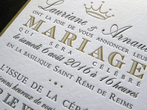 Faire-part de mariage letterpress 2 couleurs