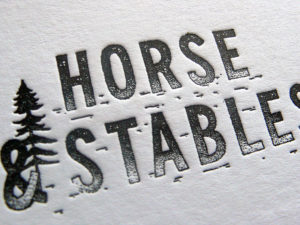 Cartes de visite Letterpress Horse & Stables